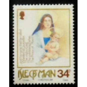 Imagem do selo postal da Ilha de Man de 1989 Madonna and child anunciado