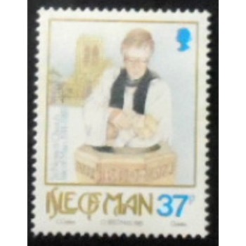 Imagem do selo postal da Ilha de Man de 1989 Baptismal ceremony anunciado
