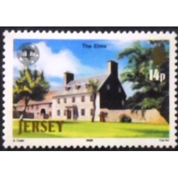 Imagem do selo postal de Jersey de 1986 The Elms anunciado