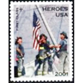 Imagem similar à do selo postal dos Estados Unidos de 2002 Heroes of 2001 anunciado