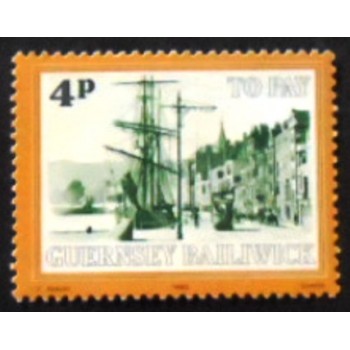 Imagem do selo postal de Guernsey de 1982 Quay-Side anunciado