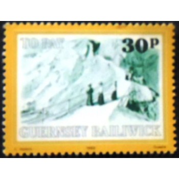 Imagem do selo postal de Guernsey de 1982 La Coupee anunciado