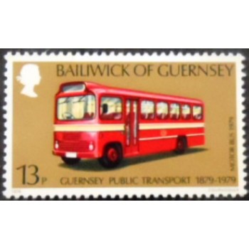 Imagem do selo postal de Guernsey de 1979 Motor Bus 1979 anunciado