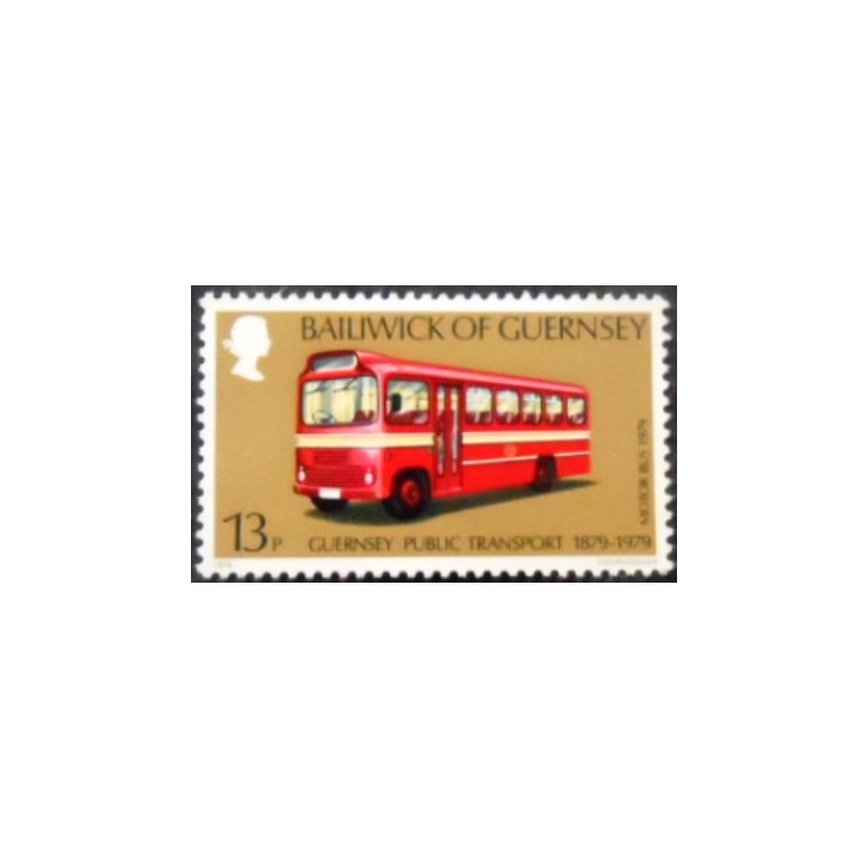 Imagem do selo postal de Guernsey de 1979 Motor Bus 1979 anunciado