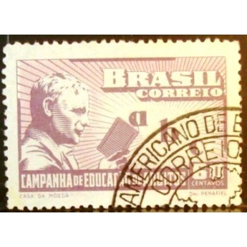 Selo postal do Brasil de 1949 Alfabetização de Adultos NCC