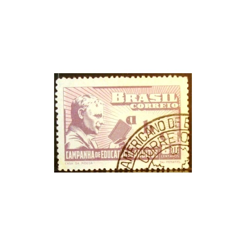 Selo postal do Brasil de 1949 Alfabetização de Adultos NCC