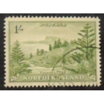 Imagem do selo postal de Norfolk Island de 1947 Ball Bay 1 s anunciado