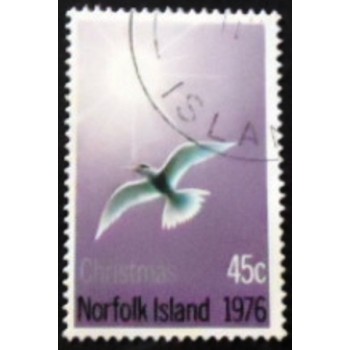 Imagem do selo postal da Ilha Norfolk de 1976 Antarctic Tern and Sun 45