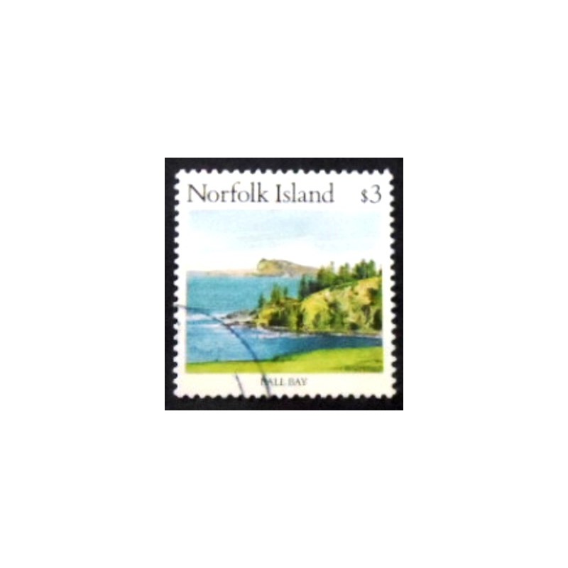 Imagem do selo postal de Norfolk Island de 1987 Ball Bay anunciado