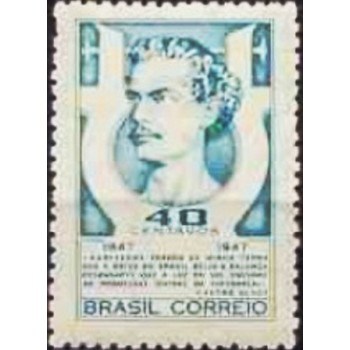 Selo postal do Brasil de 1947 Castro Alves N