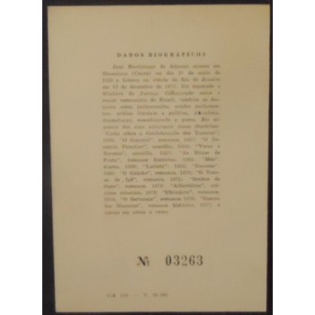 Verso da Folhinha Oficial nº 20 de 1965 Iracema de José de Alencar 3263