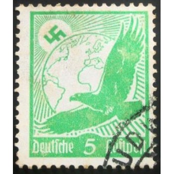 Imagem do selo postal da Alemanha Reich de 1934 Golden Eagle and globe 5 anunciado