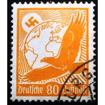 Selo postal da Alemanha Reich de 1934 Golden Eagle and globe 80 anunciado