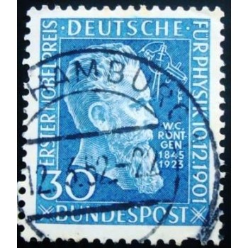 Selo postal da Alemanha de 1951 Wilhelm Conrad Röntgen anunciado