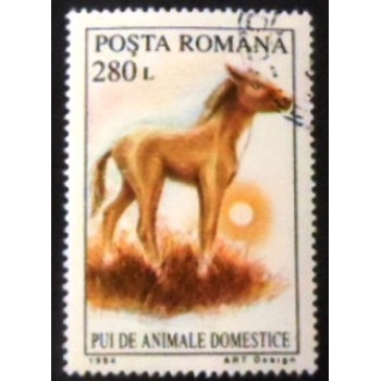 Selo postal da Romênia de 1994 Foal anunciado