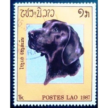 Imagem do selo postal do Laos de 1987 Labrador Retriever anunciado