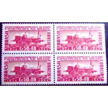 Imagem da Quadra de selos do Brasil de 1954 Estrada de Ferro M