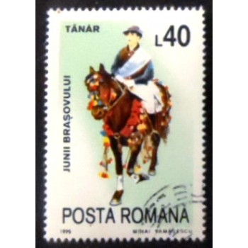 Imagem do selo postal da Romênia de 1995 Tânăr anunciado