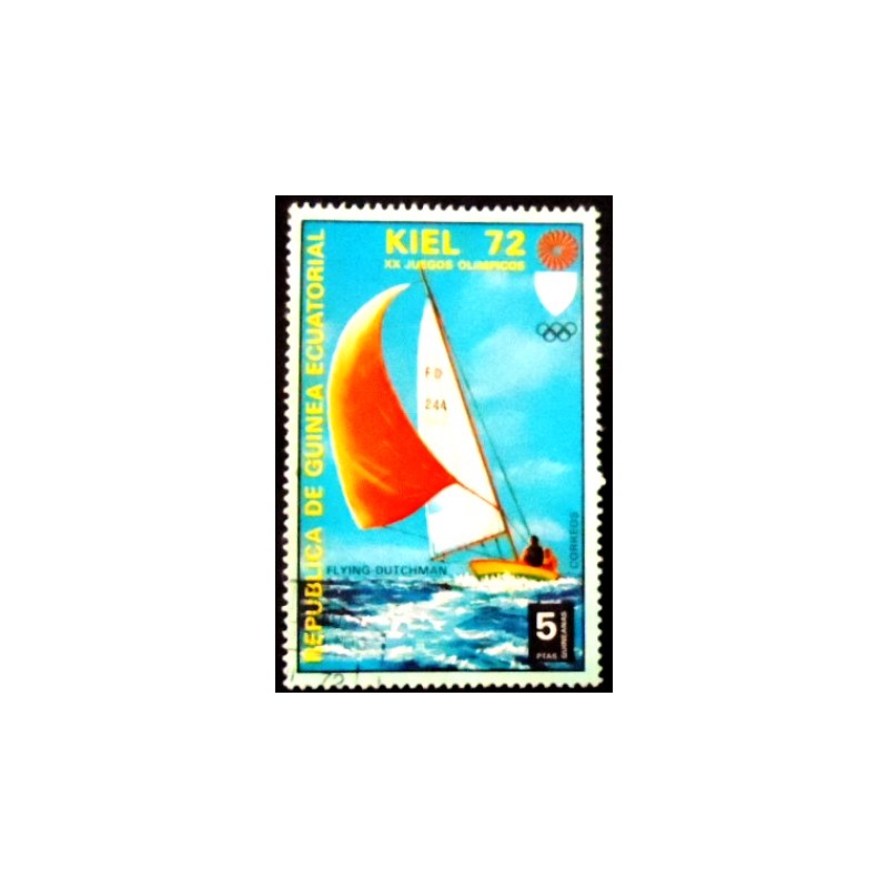 Imagem do selo postal da Guiné Equatorial de 1972 Flying-Dutchman