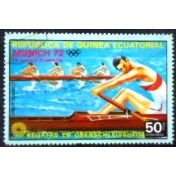 Imagem do selo postal da Guiné Equatorial de 1972 Rowing C4