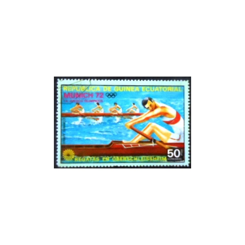 Imagem do selo postal da Guiné Equatorial de 1972 Rowing C4