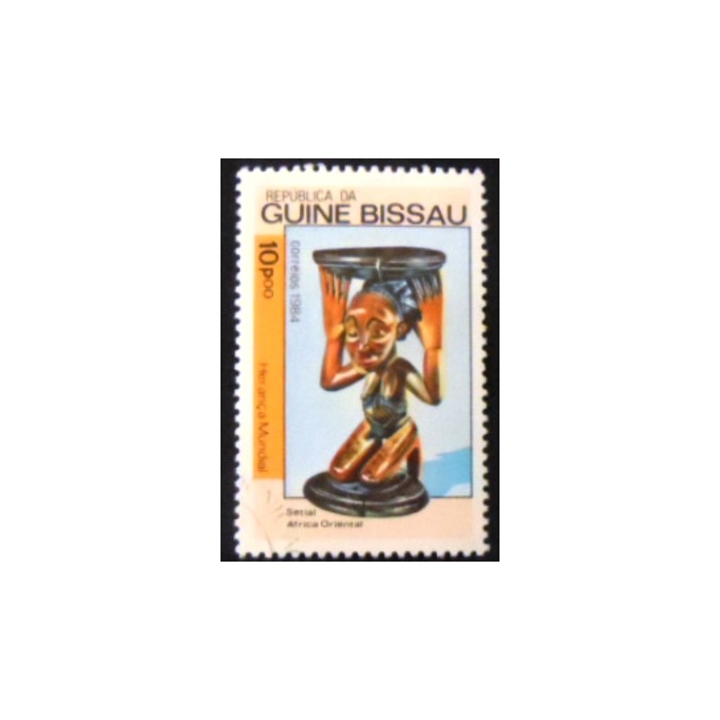 Imagem do selo postal do Guine Bissau de 1984 Stool East-Africa