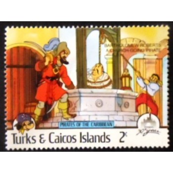 Imagem do selo postal das Ilhas Turco e Caicos de 1985 Bartholomew Roberts