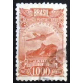 Imagem do selo Correio Aéreo do Brasil de 1929 -Ribeiro de Barros A U anunciado