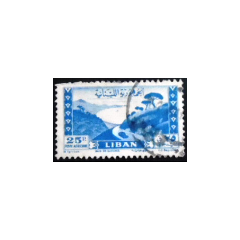 Selo postal do Líbano de 1957 Bay of Djounie 25