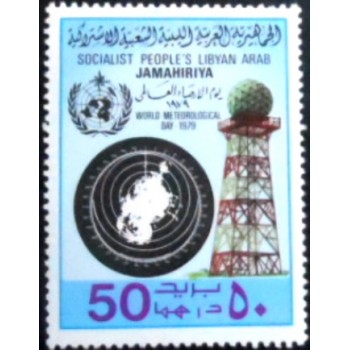 Imagem do selo postal da Líbia de 1979 Radar Tower
