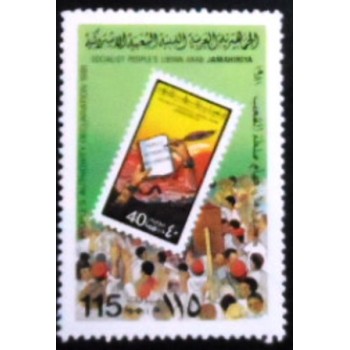 Imagem do selo postal da Líbia de 1981 Stamp crowd