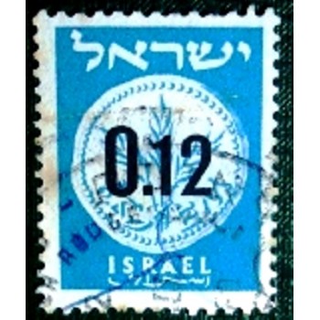 Imagem similar á do selo postal de Israel de 1960 Provisional Stamp 0,12 anunciado