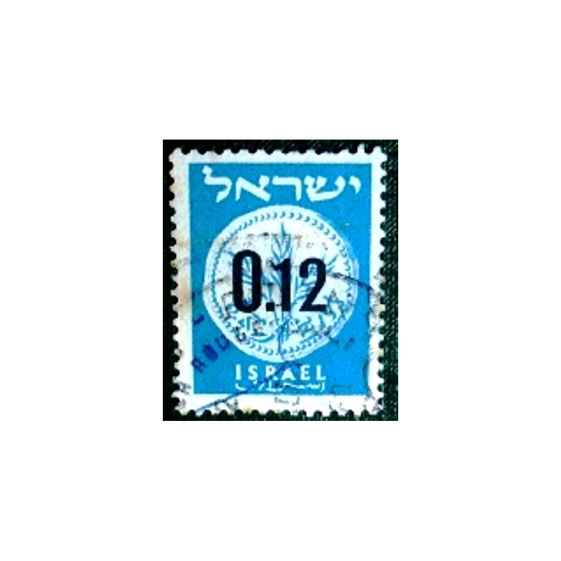 Imagem similar á do selo postal de Israel de 1960 Provisional Stamp 0,12 anunciado