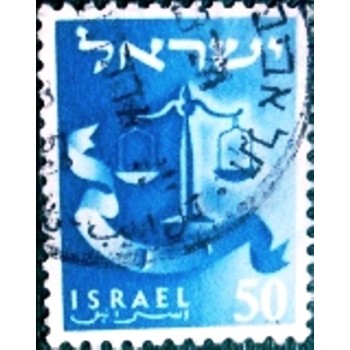 Imagem similar à do selo postal de Israel de 1956 The Emblem of Dan anunciado