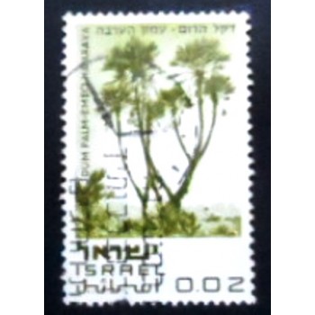 Imagem do selo postal de Israel de 1970 Dum Palm Trees anunciado