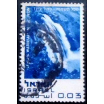 Imagem do selo postal de Israel de 1970 Tahana Waterfall anunciado