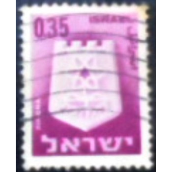 Imagem do s elo postal de Israel de 1965 - Dimona anunciado