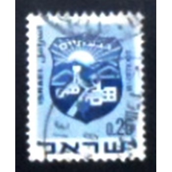 Imagem do selo postal de Israel de 1969 Givatayim anunciado