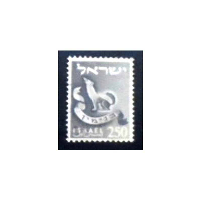 Imagem do selo postal de Israel de 1956 The Emblem of Benjamin anunciado