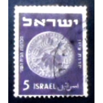 Imagem do selo postal de Israel de 1949 Vine Leaf anunciado