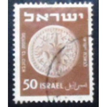 Imagem do selo postal de Israel de 1950 Palm Branch and Lemon anunciado