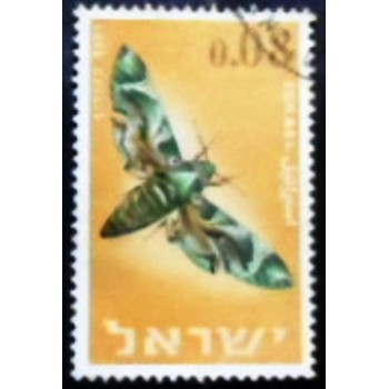 Imagem do selo postal de Israel de 1965 Oleander Hawk-moth anunciado