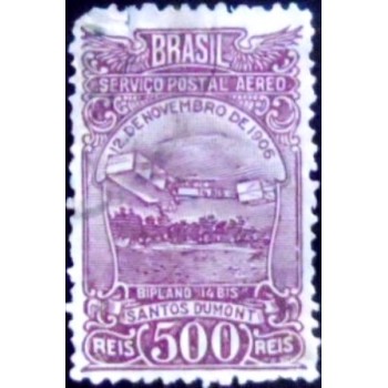 Imagem similar à do selo postal do Brasil de 1929 14 Bis U anunciado