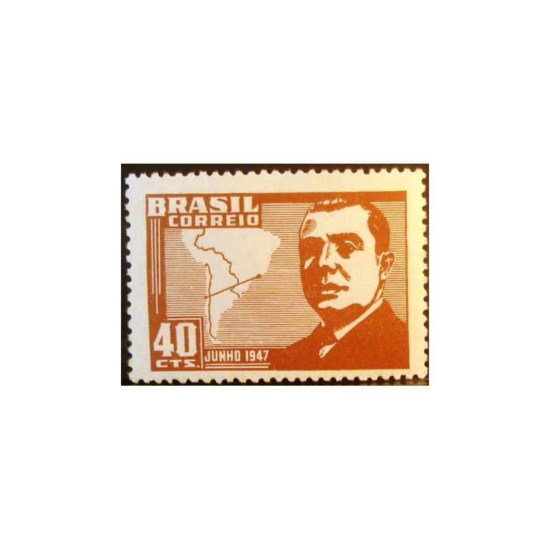 Selo postal do Brasil de 1947 Gonzales Videla N