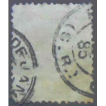 Imagem do selo postal do Brasil Império de 1885 Cifra 100 U A anunciado