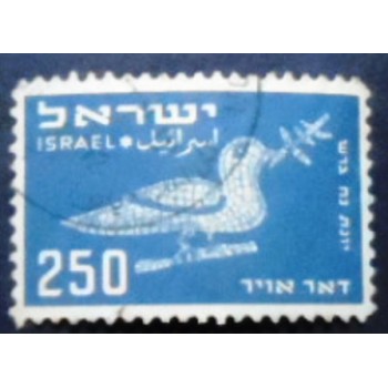 Imagem do selo postal de Israel de 1950 Dove With Olive Branch anuncido