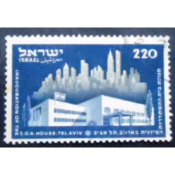 Imagem do selo postal de Israel de 1952 Zionist Organization anunciado