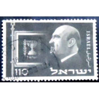 Imagem do selo postal de Israel de 1952 President Chaim Azriel Weizmann anunciado