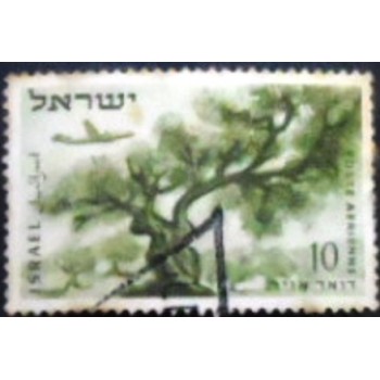 Imagem do selo postal de Israel de 1954 An Olive Tree in the Judean Mountains anunciado