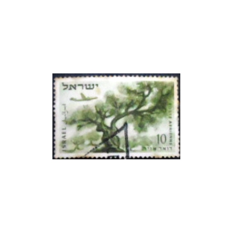 Imagem do selo postal de Israel de 1954 An Olive Tree in the Judean Mountains anunciado